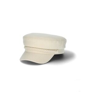 Women's Ivory White Cabbie Hat Style Braided Trim One Size Fit Time and Tru